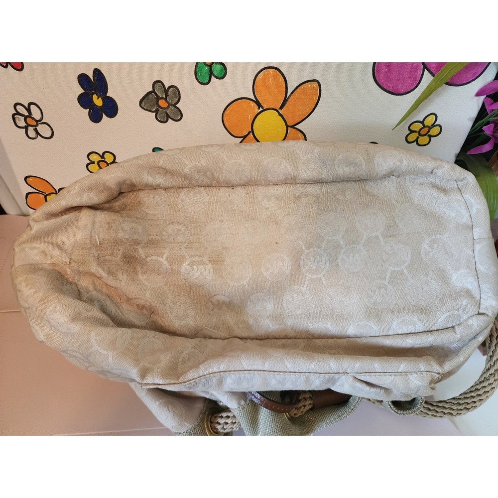 Michael Kors Marina Large Drawstring Tote Metallic Gold Rope Handle Hobo MK - Picture 9 of 16
